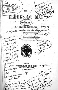 Primera edició de "Les flors del mal" (1857), amb notes de l'autor