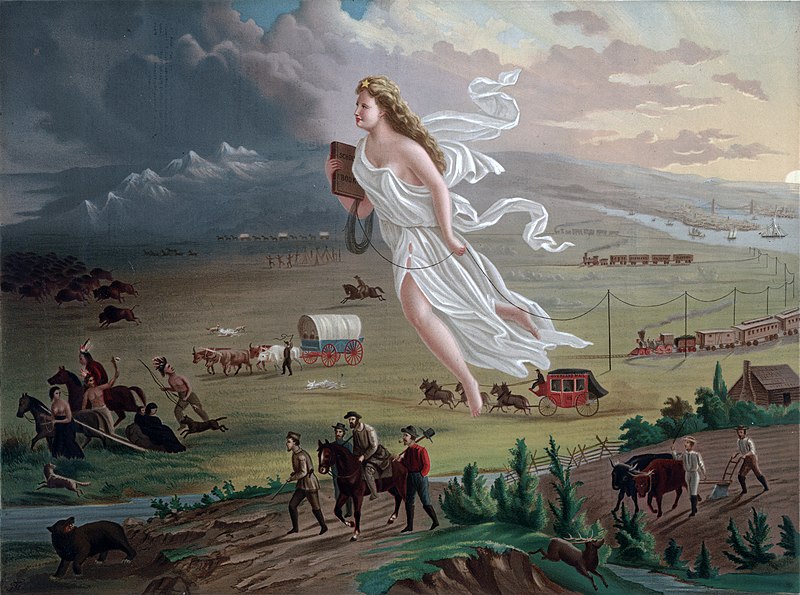 Popular representació del Destí Manifest dels Estats Units en camí cap a l’Oest. Font: Viquipèdia