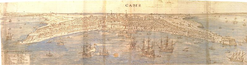 “Cadis” Anton Van der Wyngaerde, 1567. (Port de Cadis) (Font: Viquipèdia)
