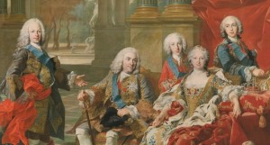 Retrat de la família de Felip V (al centre) juntament amb la seva segona esposa Isabel de Farnesi (a la dreta). Font: https://content3.cdnprado.net