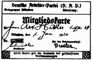 Carnet de Hitler com a membre del DAP. Font: Bundesarchiv.