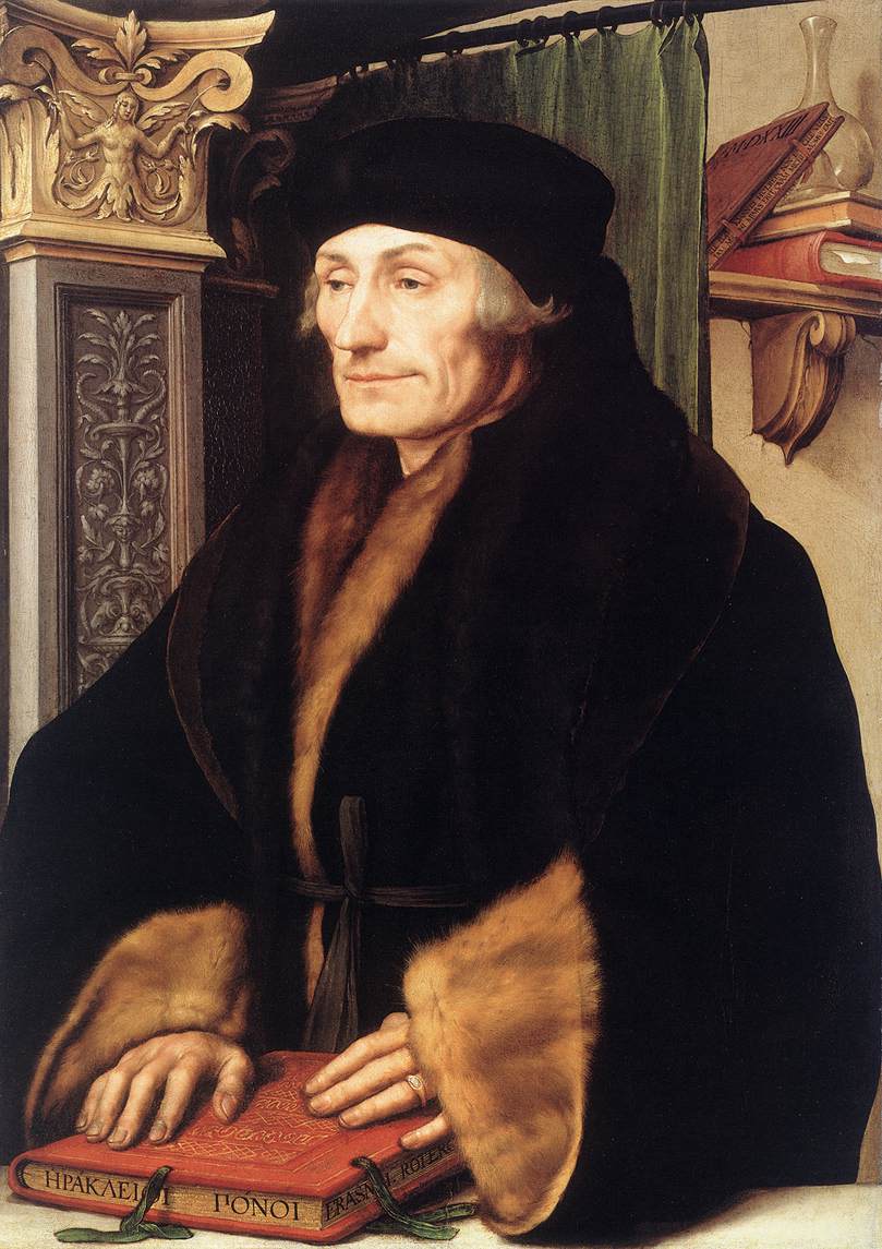 Erasme en el famós retrat de Hans Holbein el Jove de 1523. Font: Wikipedia.