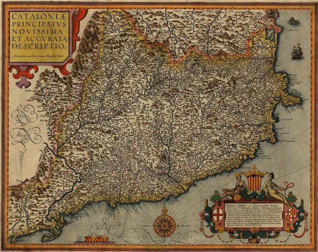 Portada - Mapa Cataloniae principatus novissima et accurata descriptio (Font Wikimedia Commons)
