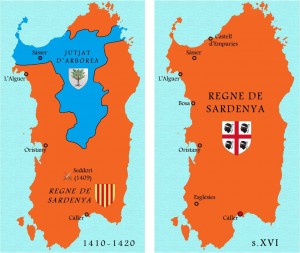 Després de Seddori, Arborea encara resisteix uns anys al nord de l’illa. Sota la Corona d’Aragó, s’imposa a Sardenya un ordenament institucional de matriu catalana i la singular bandera dels Quatre Moros.