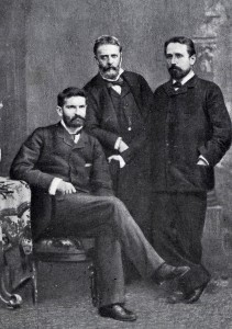 Sydney Sonninno (assentat) amb Lepoldo Franchetti (a la dreta) un dels primers experts en la màfia siciliana (1876)