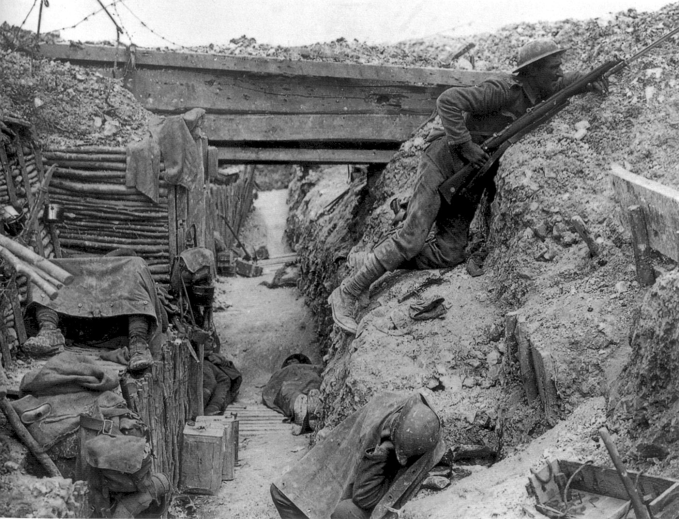 Trinxera francesa a la batalla del Somme, estiu de 1916 (Font: Wikimedia Commons)