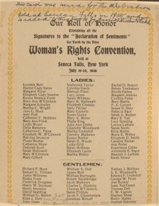 Relació de les assistentes a la Convenció de Sèneca Falls de 1848. Font: hmcontemporaneo